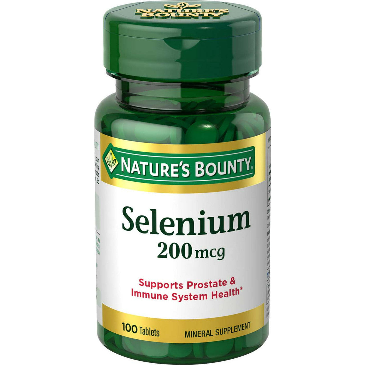 Natures Bounty Natural Selenium Yeast 200 Mcg Dietary Supplements Tablets, 100 Ea